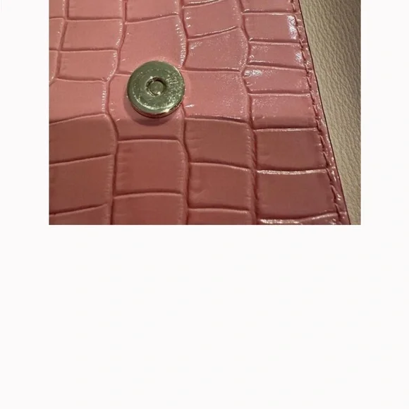 Strathberry Pink Croc-Embossed Bag with Gold Chain - Picture 14 of 15